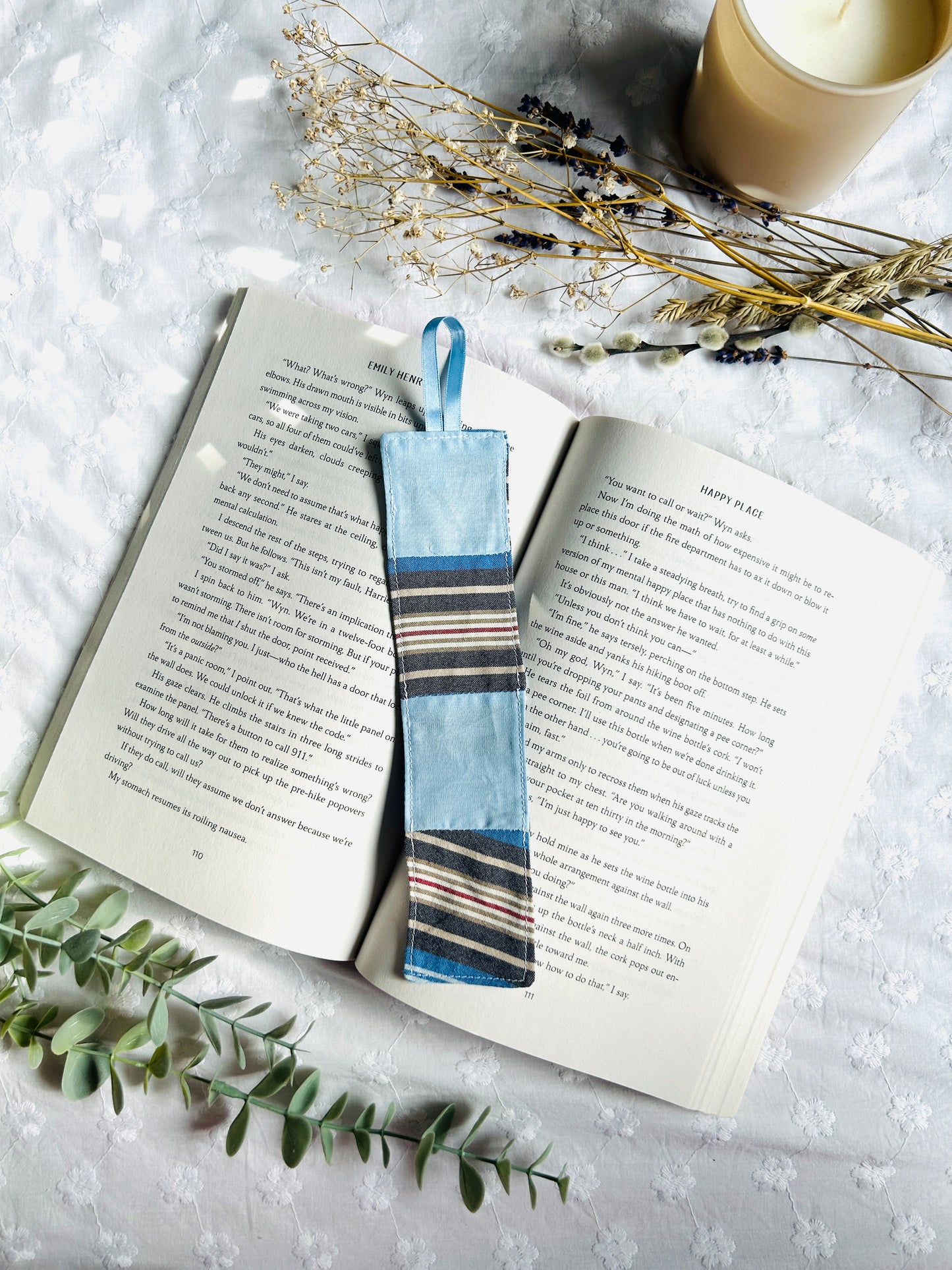 Scrappy Bookmark - Baby Blue and Stripes
