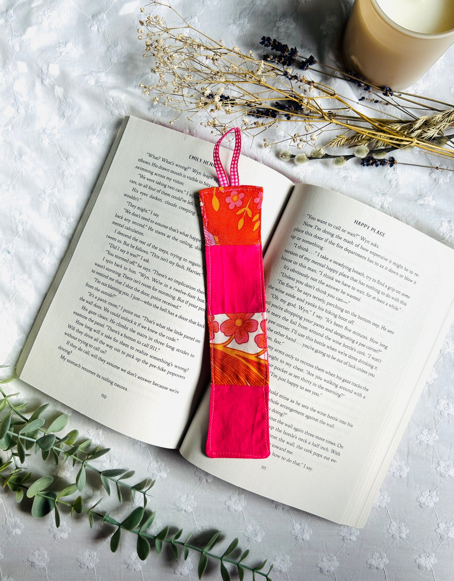 Scrappy Bookmark - Barbie Pink and Orange Florals