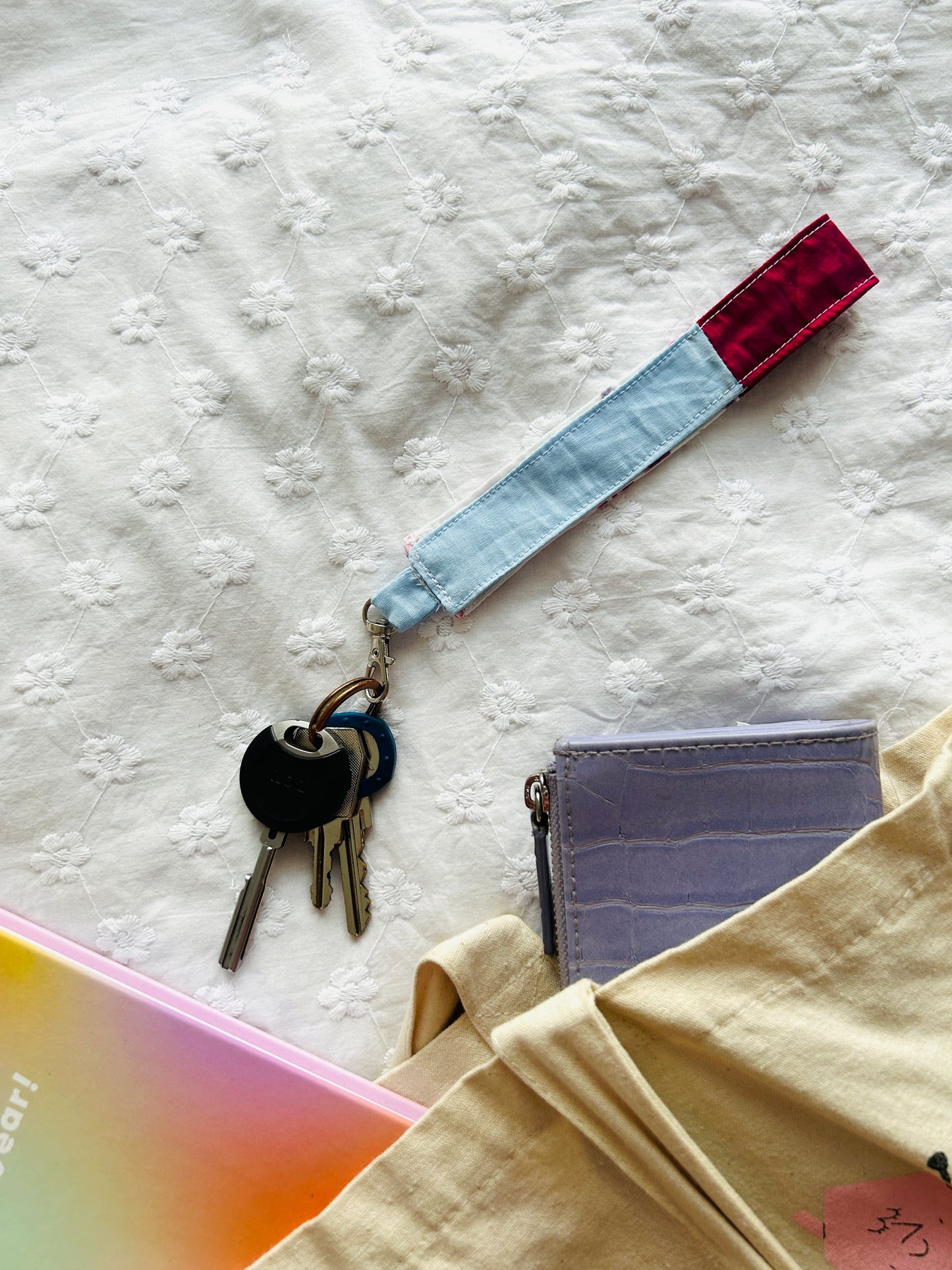 Scrappy Keychain - Blue White and Pink Florals
