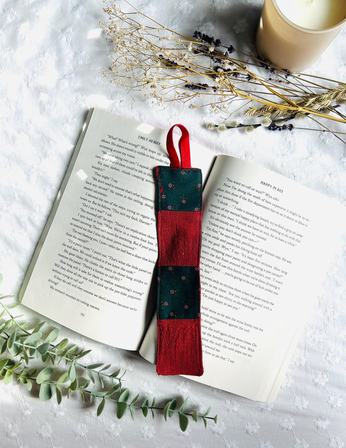 Scrappy Bookmark - Red and Geen Floral