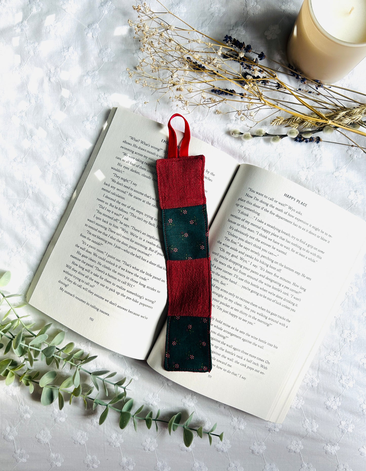 Scrappy Bookmark - Red and Geen Floral