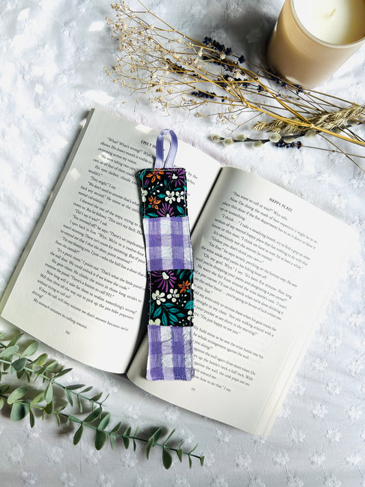 Scrappy Bookmark - Lilac Gingham and Floral