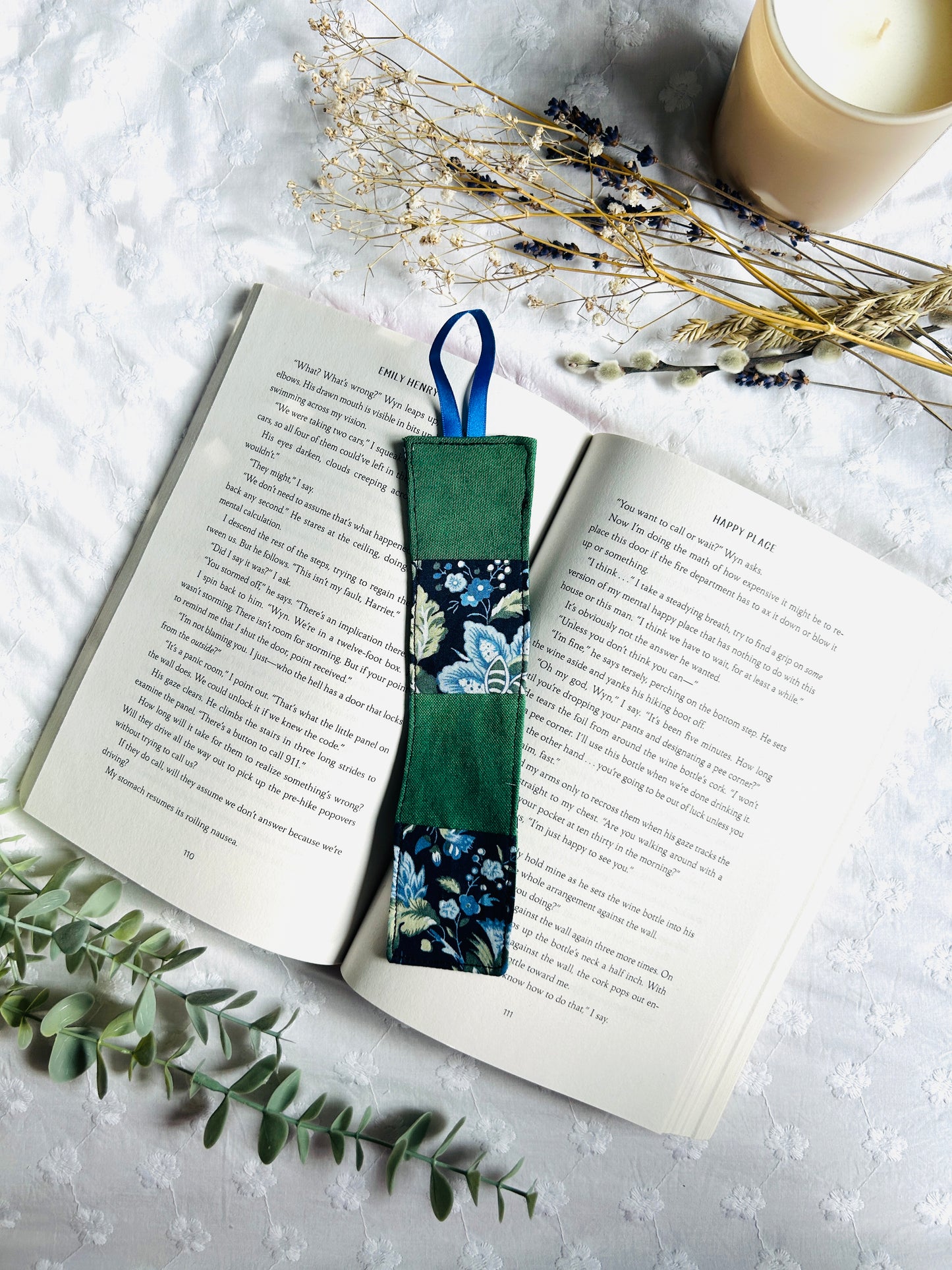 Scrappy Bookmark - Green and Paisley