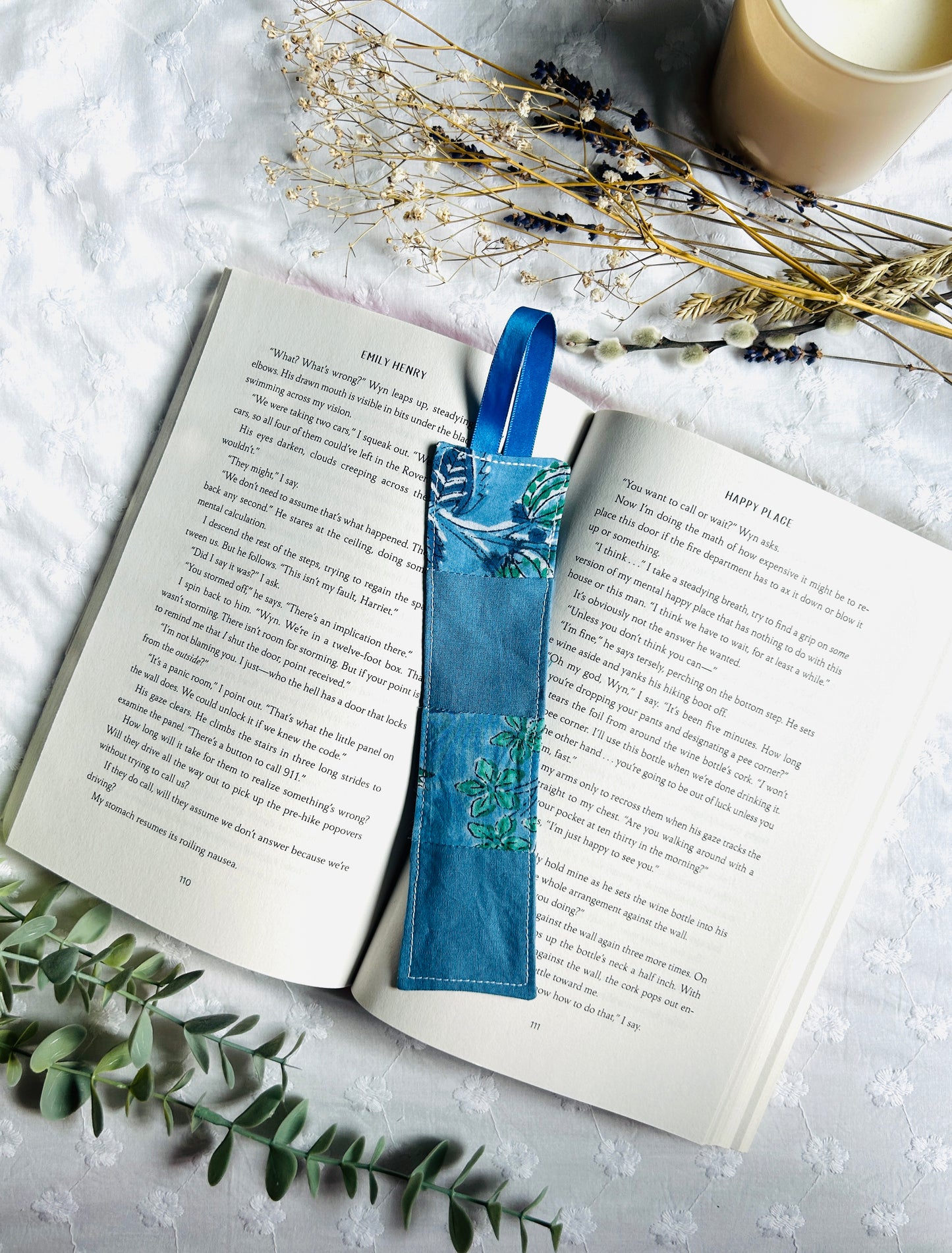 Scrappy Bookmark - Blue and Floral