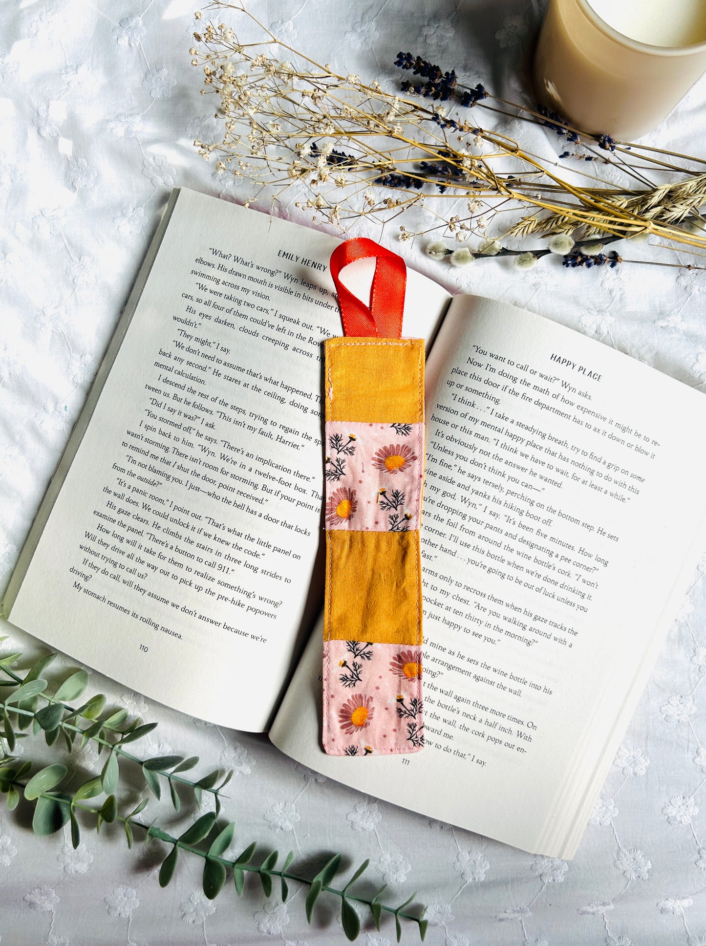 Scrappy Bookmark - Orange and Pink Floral