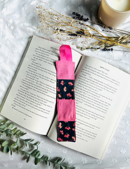 Scrappy Bookmark - Barbie Pink and Navy Florals