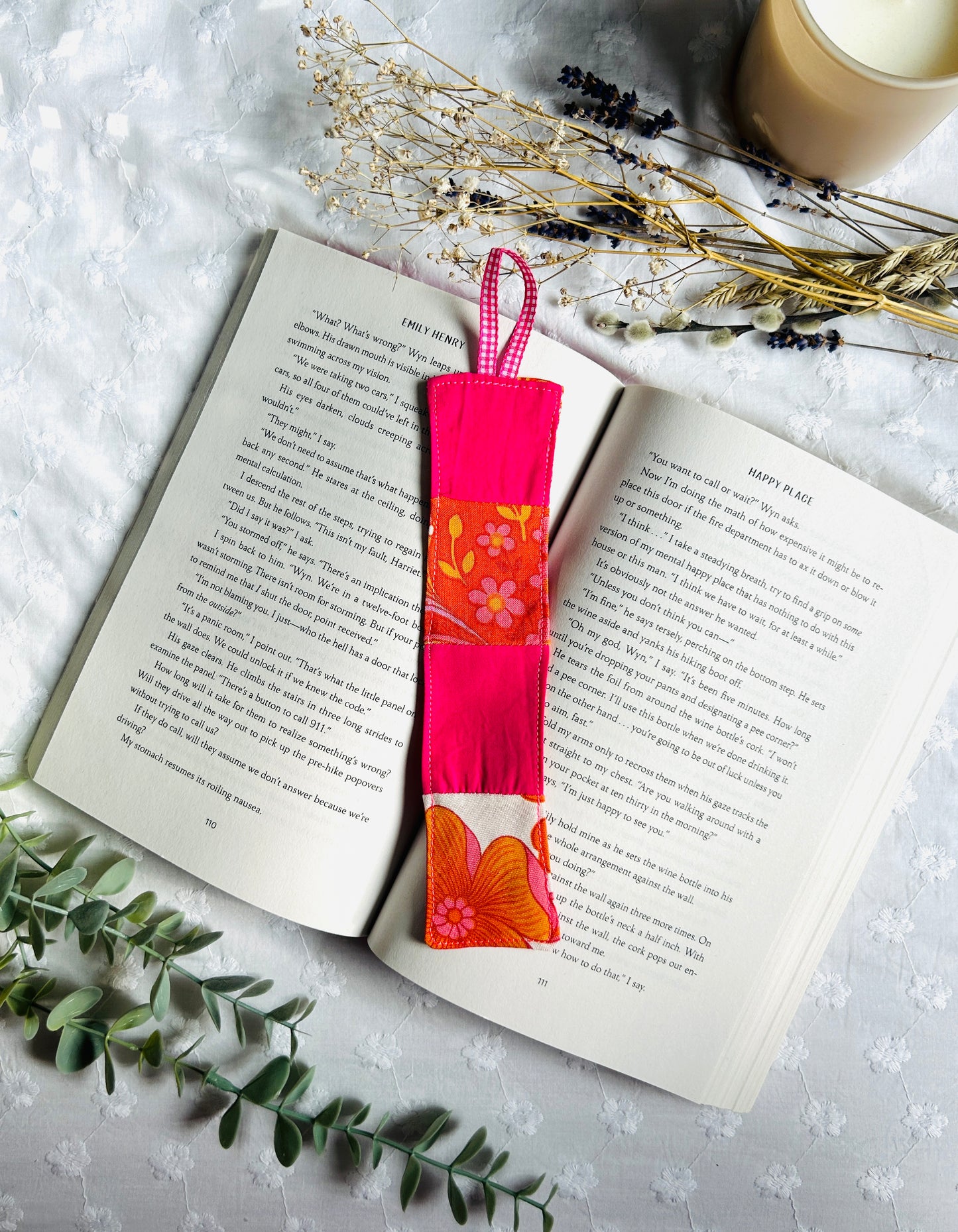 Scrappy Bookmark - Barbie Pink and Orange Florals