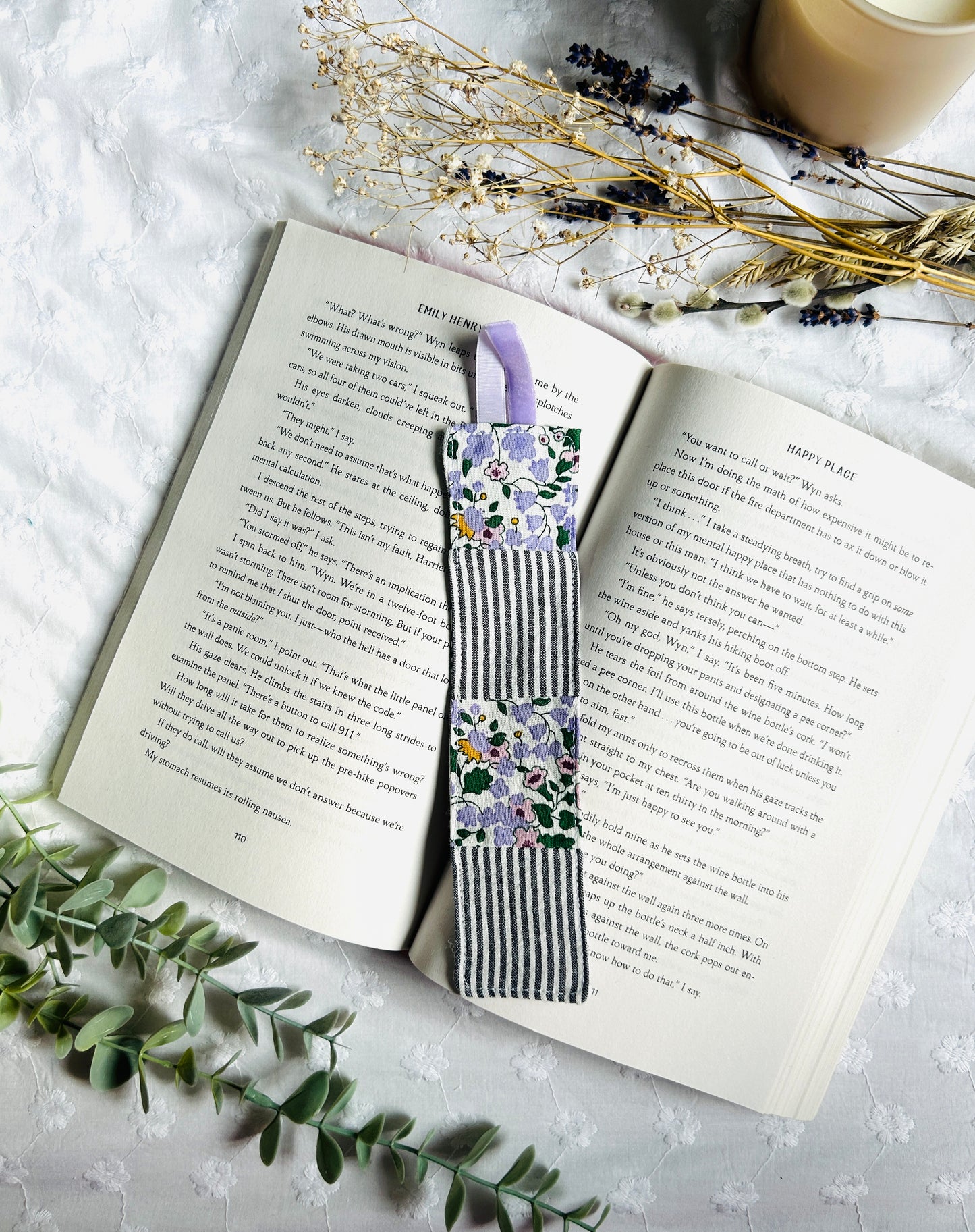 Scrappy Bookmark - Stipes and Lilac Florals