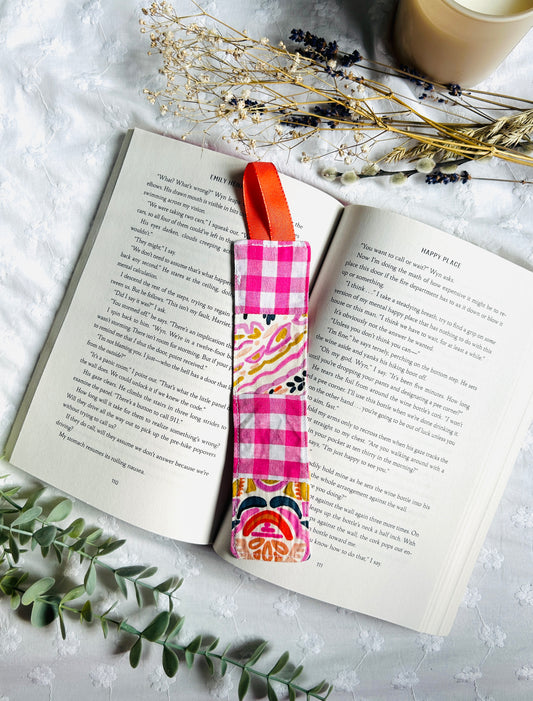 Scrappy Bookmark - Pink Gingham and Print