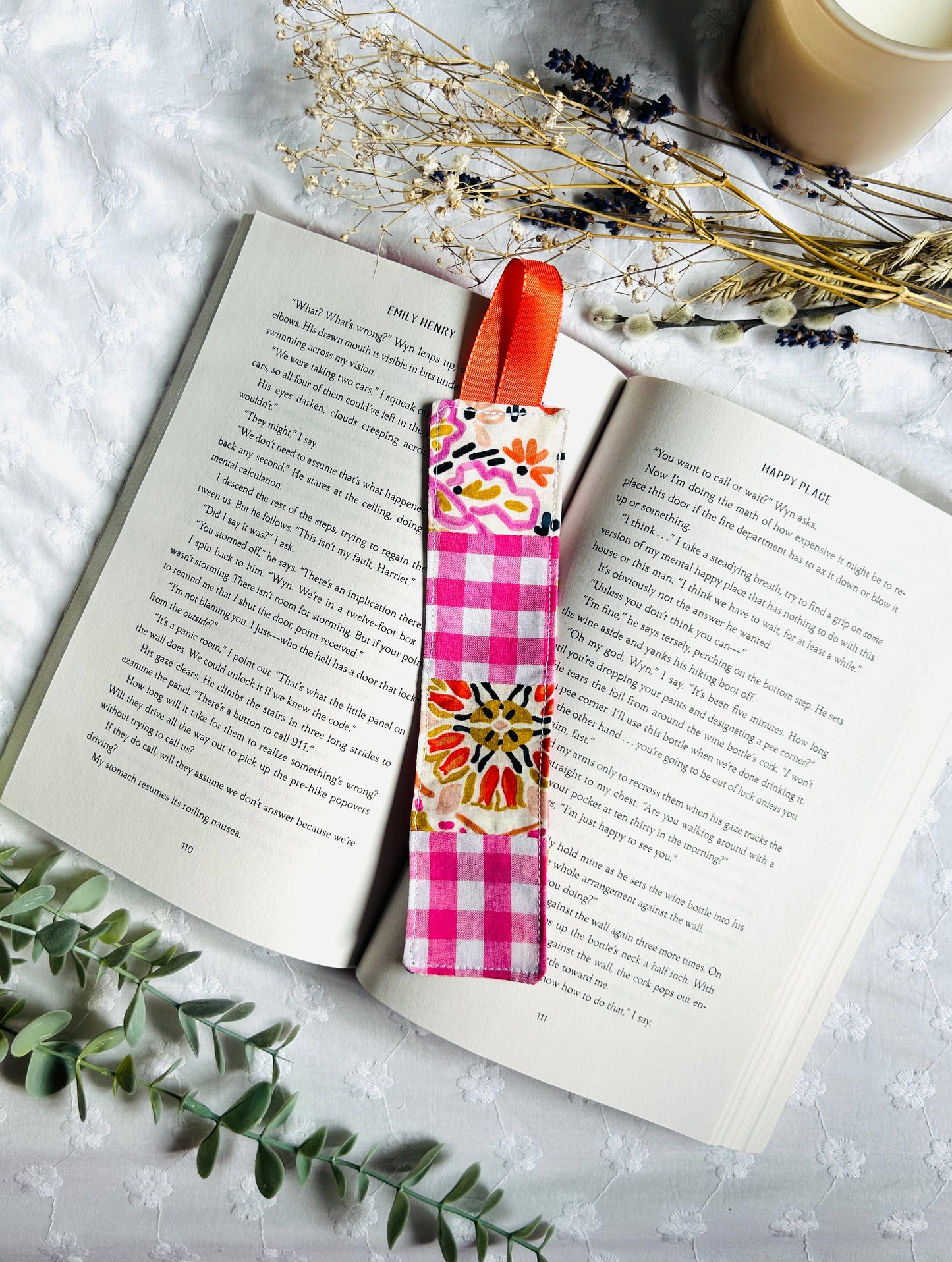 Scrappy Bookmark - Pink Gingham and Print