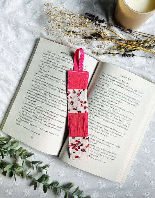 Scrappy Bookmark - Bright Pink and White Florals