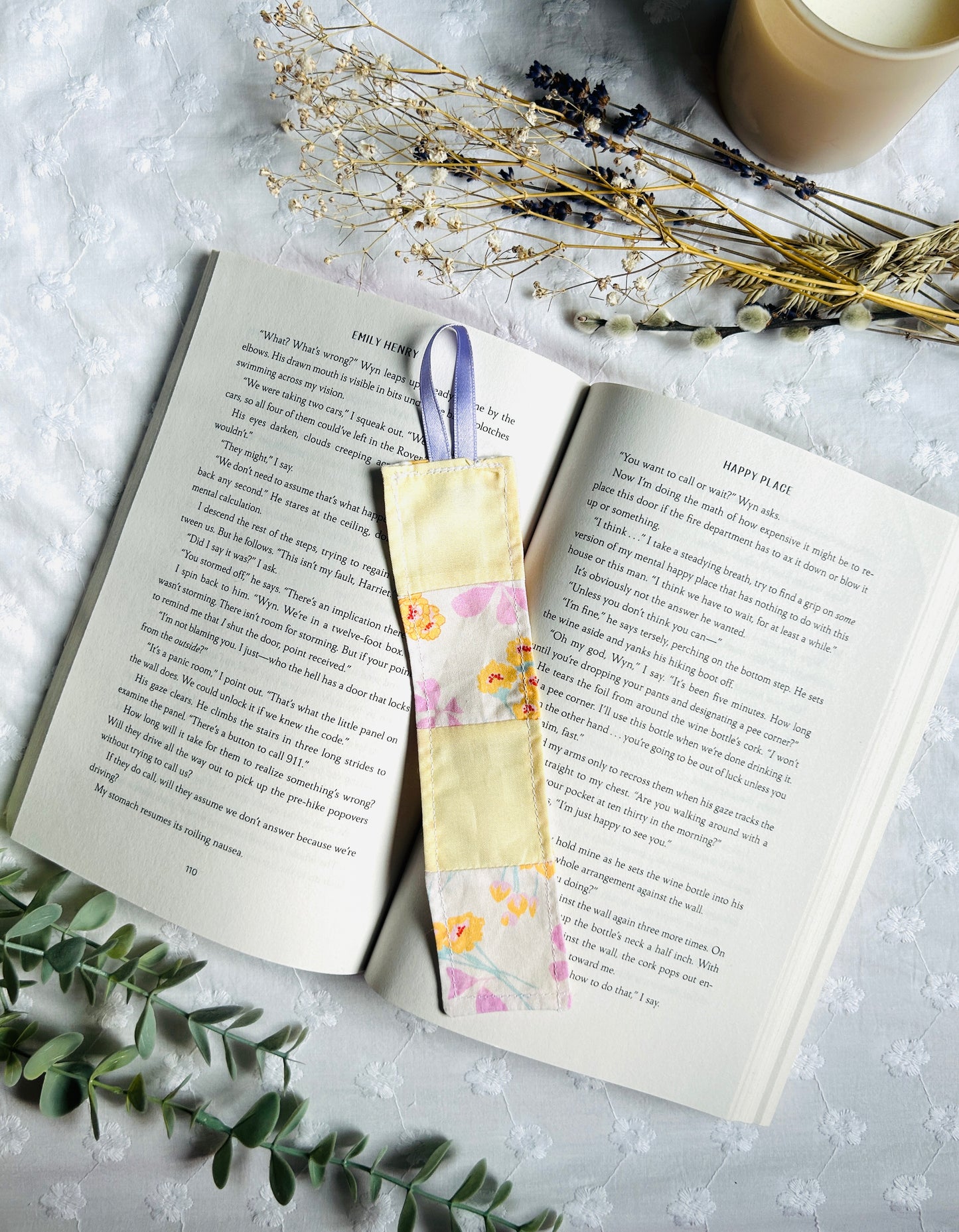 Scrappy Bookmark - Yellow and Soft Florals