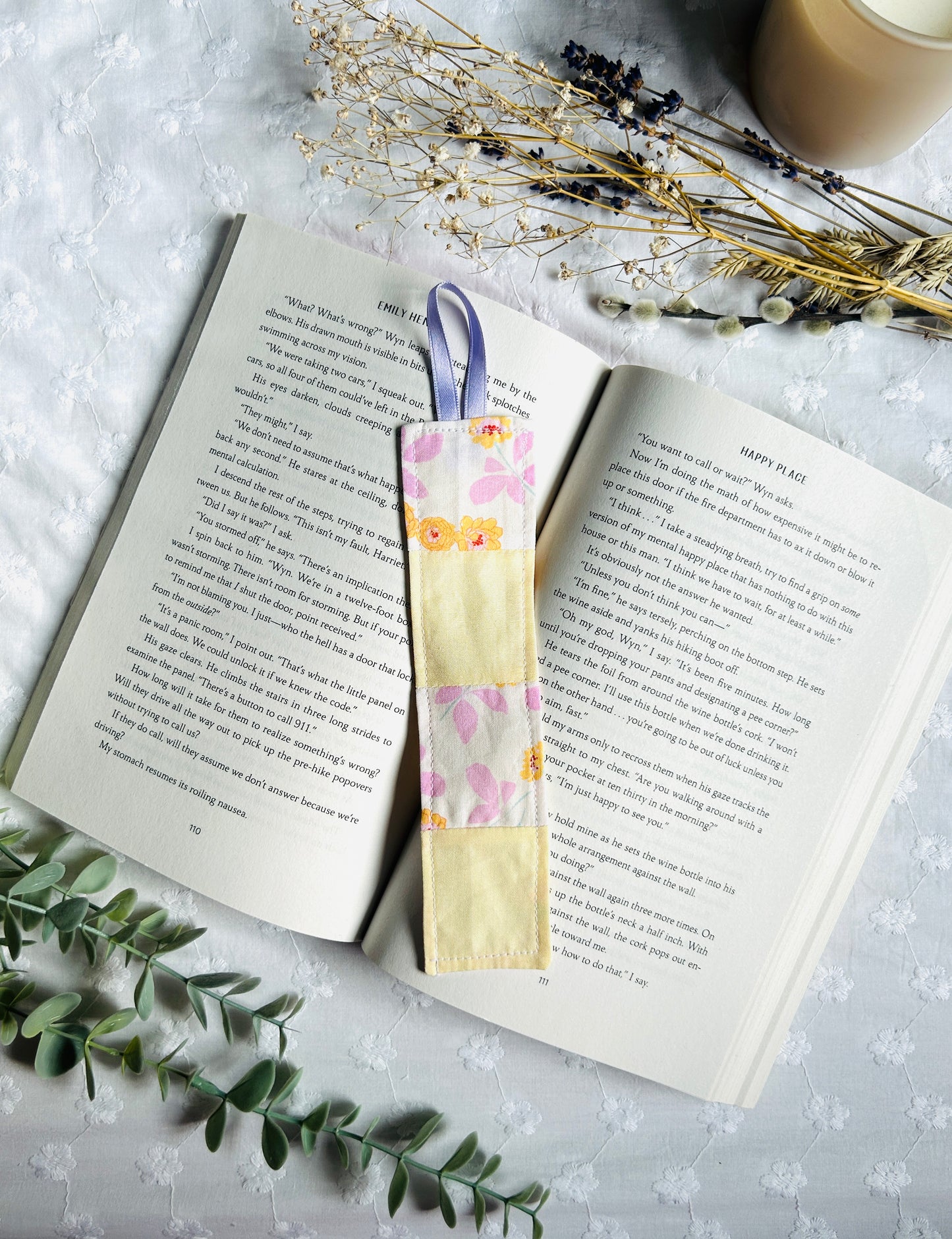 Scrappy Bookmark - Yellow and Soft Florals