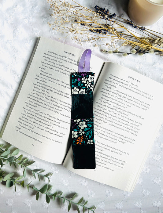 Scrappy Bookmark - Forest Green and Florals