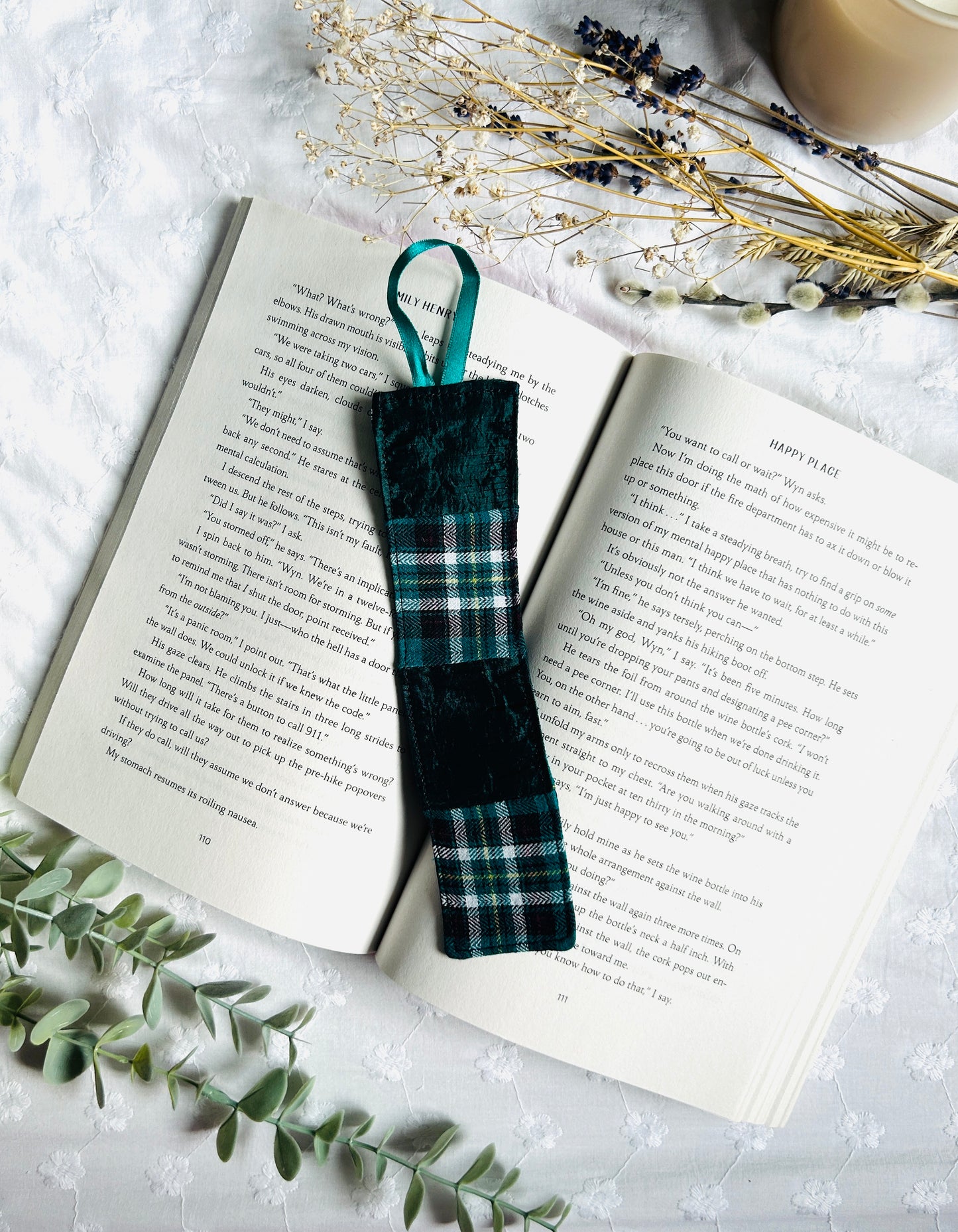 Scrappy Bookmark - Forest Green and Plaid