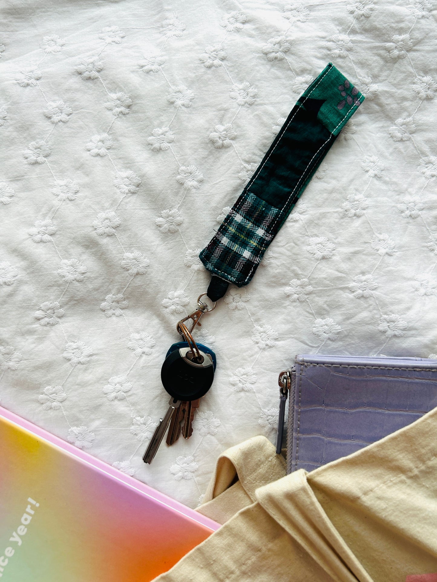 Scrappy Keychain - Forests Green Plaid and Florals