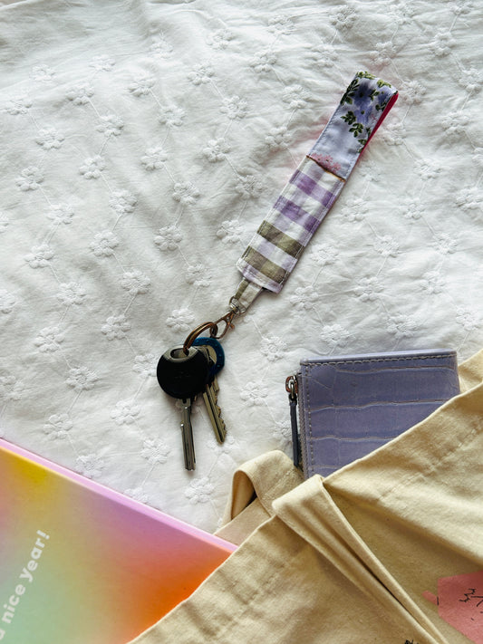 Scrappy Keychain - Lilac Pink Gingham and Florals